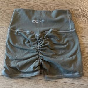 ECHT Olive Green Scrunch High-Waist Biker Shorts